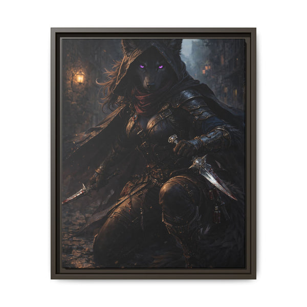 Shadow Wolf Assasin - Framed Canvas  Fantasy Wall Art