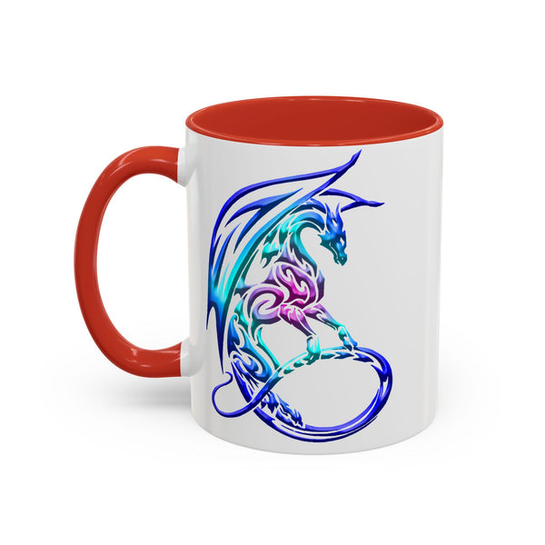 Dragon Accent Coffee Mug - Sapphire / Purple / Fuchsia  &  Aqua Ombre - 11oz