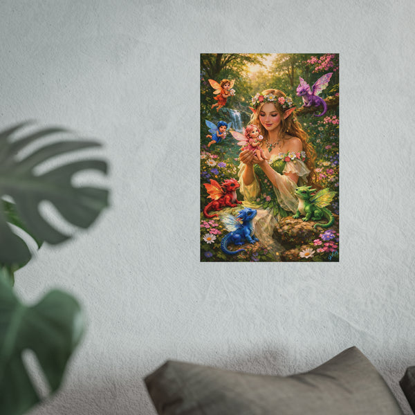 Enchanted Fairy Garden - Fantasy Art Poster