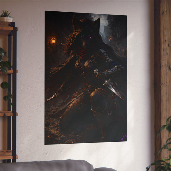 Shadow Wolf Assasin - Fantasy Art Poster