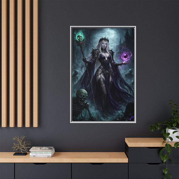 Necromancer Sorceress - Framed Canvas  Fantasy Wall Art