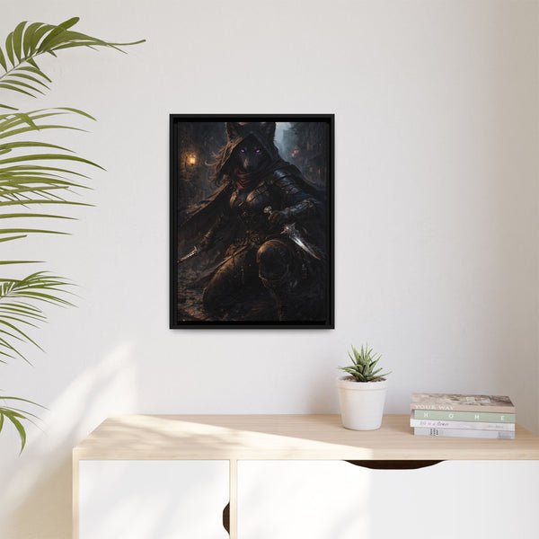 Shadow Wolf Assasin - Framed Canvas  Fantasy Wall Art