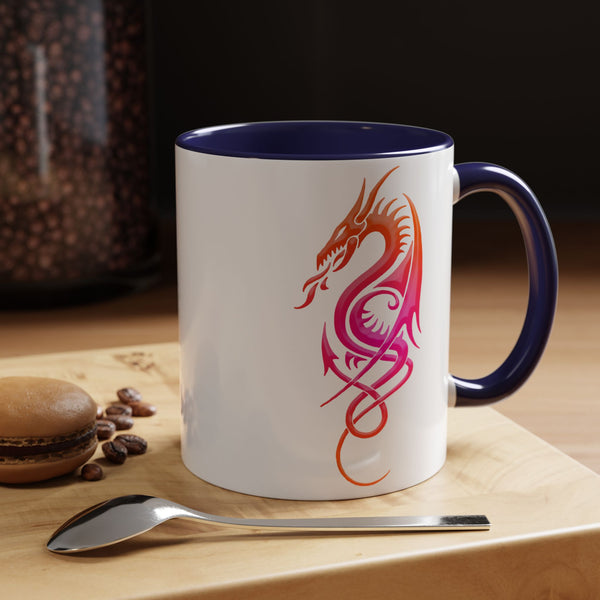 Dragon Accent Coffee Mug – Pink / Orange Ombre