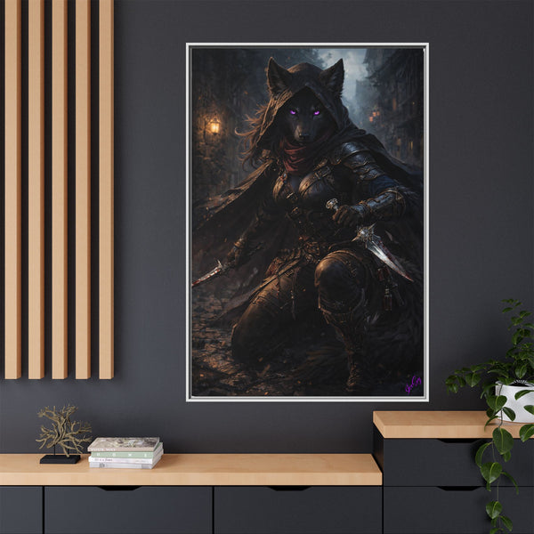 Shadow Wolf Assasin - Framed Canvas  Fantasy Wall Art