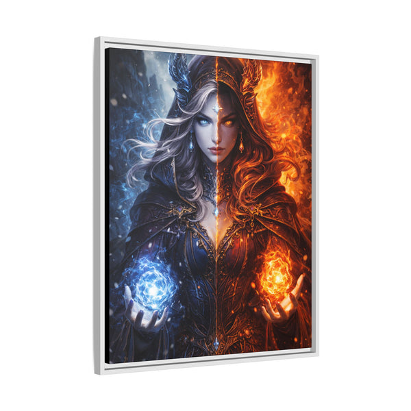 Fire & Ice Changeling Sorceress - Framed Canvas  Fantasy Wall Art
