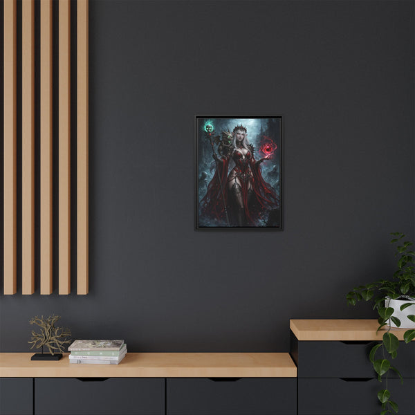 Necromancer in Red with Hatchling Undead Dragon - Framed Canvas  Fantasy Wall Art