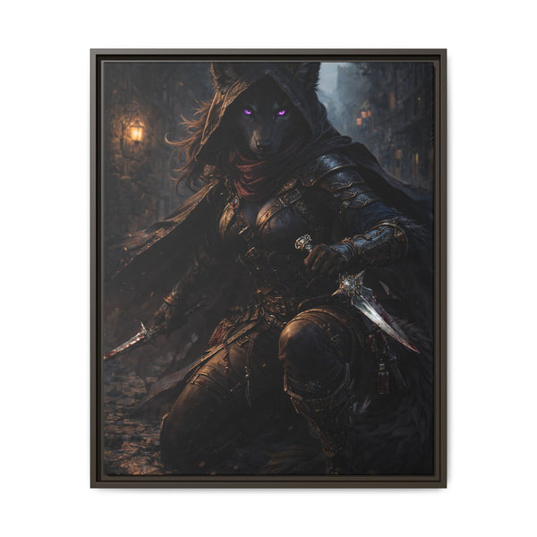Shadow Wolf Assasin - Framed Canvas  Fantasy Wall Art