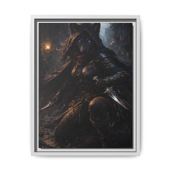 Shadow Wolf Assasin - Framed Canvas  Fantasy Wall Art