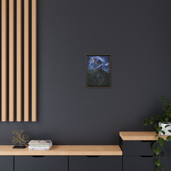 Dragon Tower Battle | Framed Fantasy Canvas Wall Art