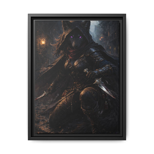 Shadow Wolf Assasin - Framed Canvas  Fantasy Wall Art