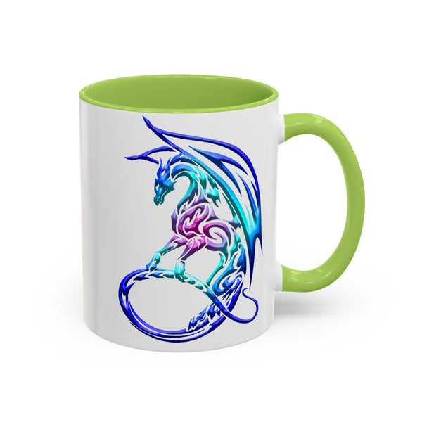 Dragon Accent Coffee Mug - Sapphire / Purple / Fuchsia  &  Aqua Ombre - 11oz