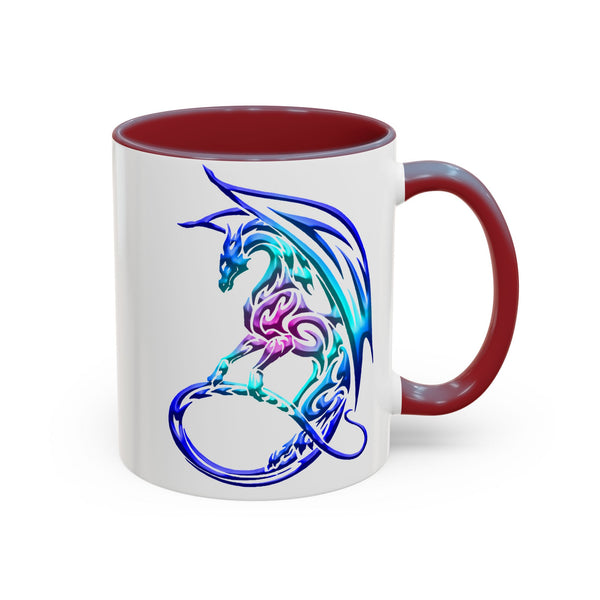 Dragon Accent Coffee Mug - Sapphire / Purple / Fuchsia  &  Aqua Ombre - 11oz