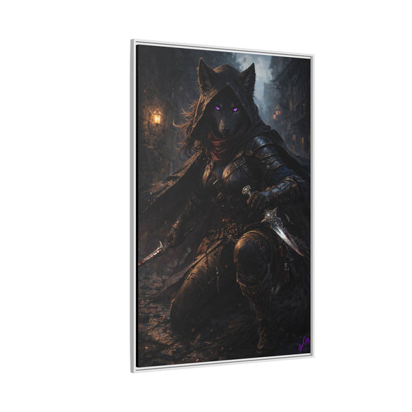 Shadow Wolf Assasin - Framed Canvas  Fantasy Wall Art