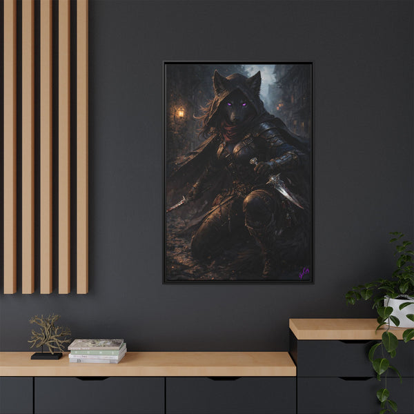 Shadow Wolf Assasin - Framed Canvas  Fantasy Wall Art