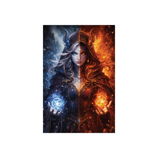 Fire & Ice Changeling Sorceress - Fantasy Art Poster