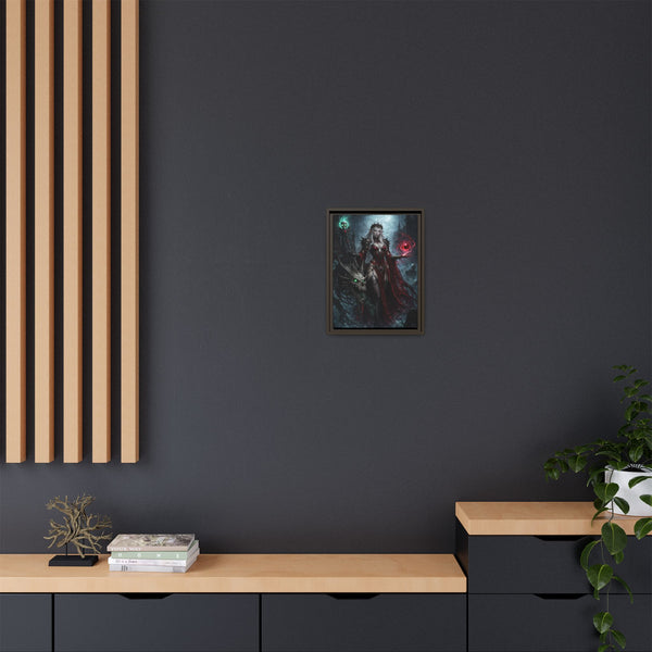 Necromancer in Red with Young Undead Dragon - Framed Canvas  Fantasy Wall Art
