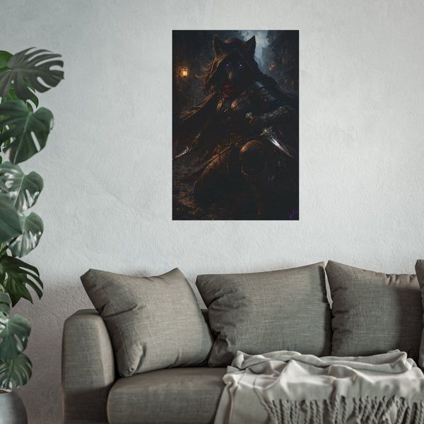 Shadow Wolf Assasin - Fantasy Art Poster