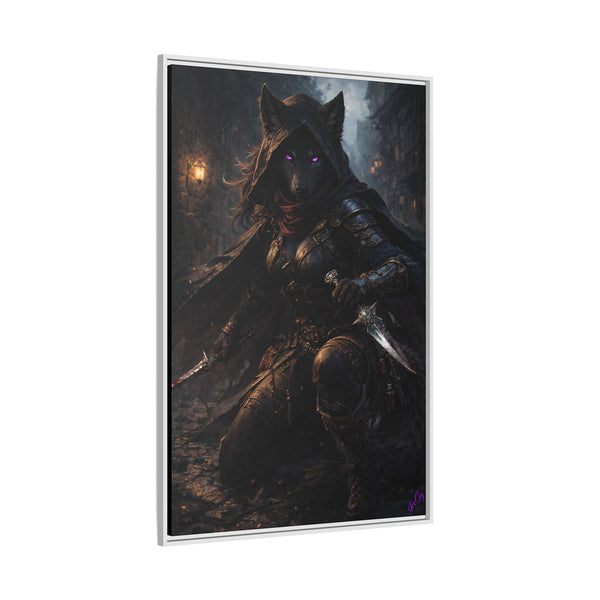 Shadow Wolf Assasin - Framed Canvas  Fantasy Wall Art