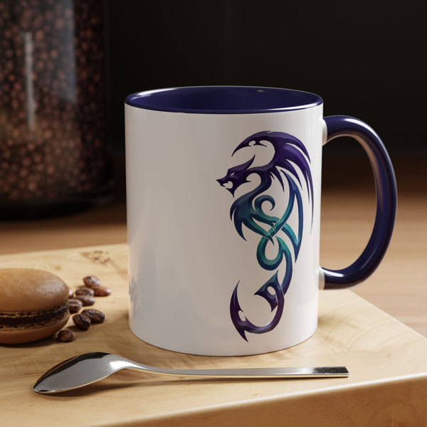 Dragon Accent Coffee Mug - Purple  &  Aqua - 11oz Mug