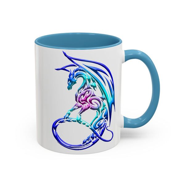 Dragon Accent Coffee Mug - Sapphire / Purple / Fuchsia  &  Aqua Ombre - 11oz