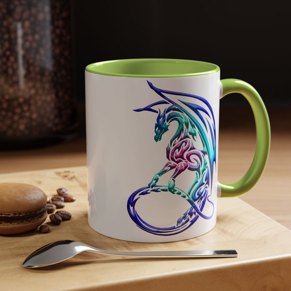 Dragon Accent Coffee Mug - Sapphire / Purple / Fuchsia  &  Aqua Ombre - 11oz
