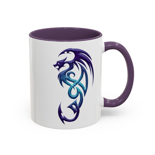 Dragon Accent Coffee Mug - Purple  &  Aqua - 11oz Mug