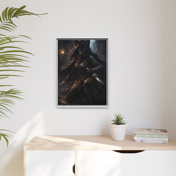 Shadow Wolf Assasin - Framed Canvas  Fantasy Wall Art