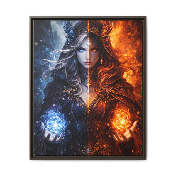 Fire & Ice Changeling Sorceress - Framed Canvas  Fantasy Wall Art