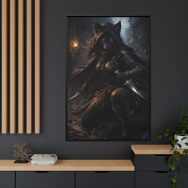 Shadow Wolf Assasin - Framed Canvas  Fantasy Wall Art
