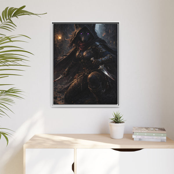 Shadow Wolf Assasin - Framed Canvas  Fantasy Wall Art
