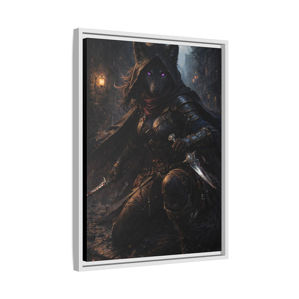 Shadow Wolf Assasin - Framed Canvas  Fantasy Wall Art