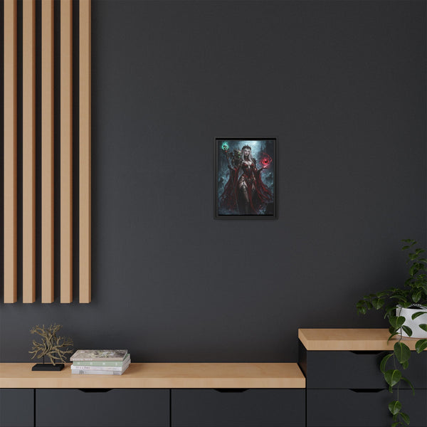 Necromancer in Red with Hatchling Undead Dragon - Framed Canvas  Fantasy Wall Art