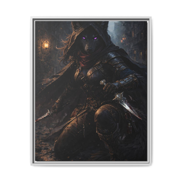 Shadow Wolf Assasin - Framed Canvas  Fantasy Wall Art