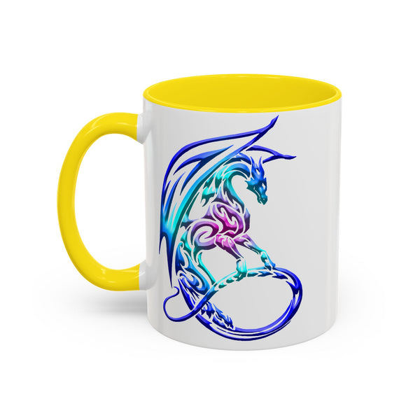 Dragon Accent Coffee Mug - Sapphire / Purple / Fuchsia  &  Aqua Ombre - 11oz