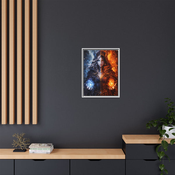 Fire & Ice Changeling Sorceress - Framed Canvas  Fantasy Wall Art