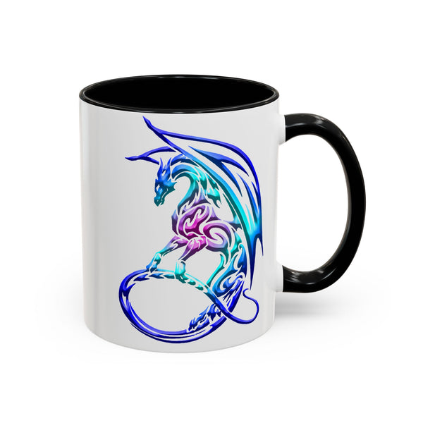 Dragon Accent Coffee Mug - Sapphire / Purple / Fuchsia  &  Aqua Ombre - 11oz