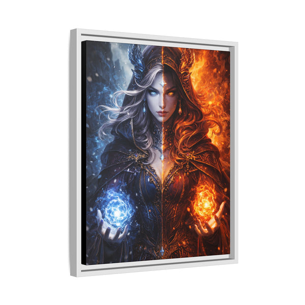 Fire & Ice Changeling Sorceress - Framed Canvas  Fantasy Wall Art