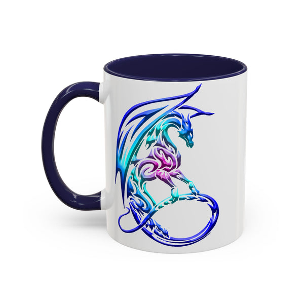 Dragon Accent Coffee Mug - Sapphire / Purple / Fuchsia  &  Aqua Ombre - 11oz