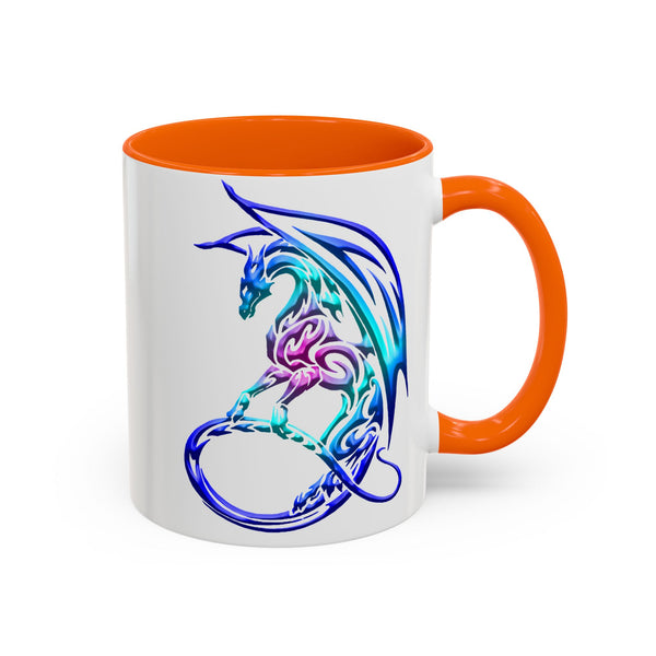 Dragon Accent Coffee Mug - Sapphire / Purple / Fuchsia  &  Aqua Ombre - 11oz