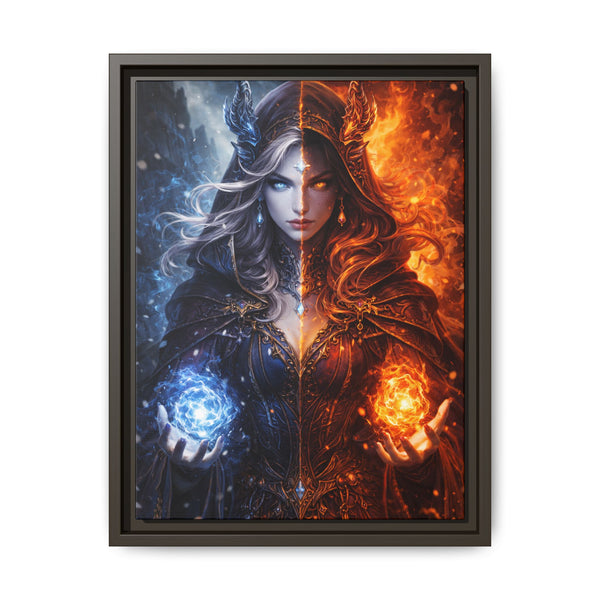 Fire & Ice Changeling Sorceress - Framed Canvas  Fantasy Wall Art