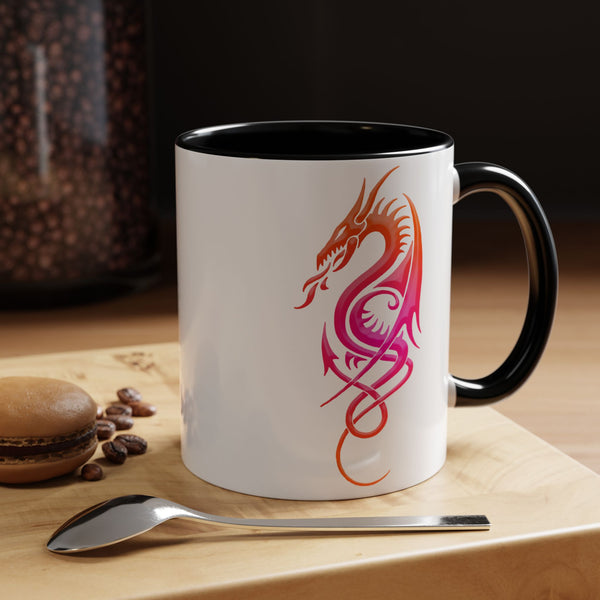 Dragon Accent Coffee Mug – Pink / Orange Ombre