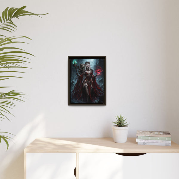 Necromancer in Red with Hatchling Undead Dragon - Framed Canvas  Fantasy Wall Art