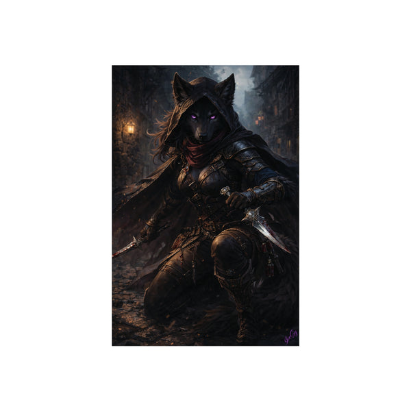 Shadow Wolf Assasin - Fantasy Art Poster
