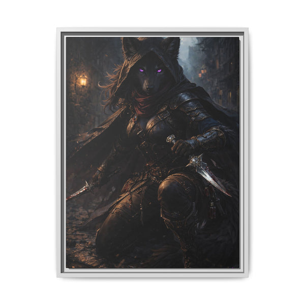 Shadow Wolf Assasin - Framed Canvas  Fantasy Wall Art