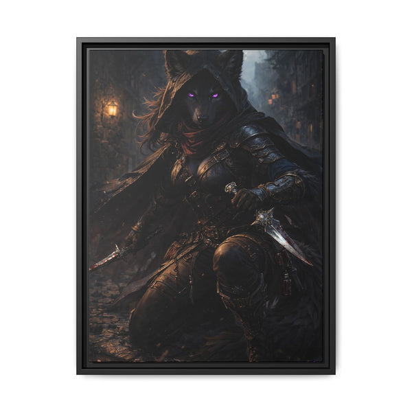Shadow Wolf Assasin - Framed Canvas  Fantasy Wall Art