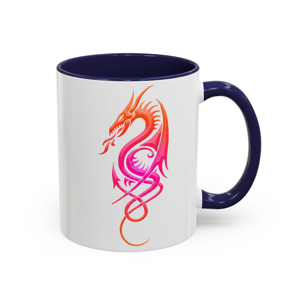Dragon Accent Coffee Mug – Pink / Orange Ombre