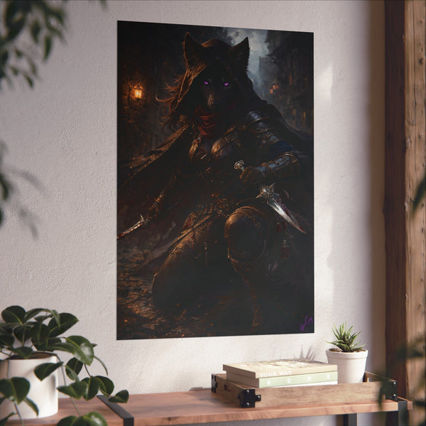 Shadow Wolf Assasin - Fantasy Art Poster
