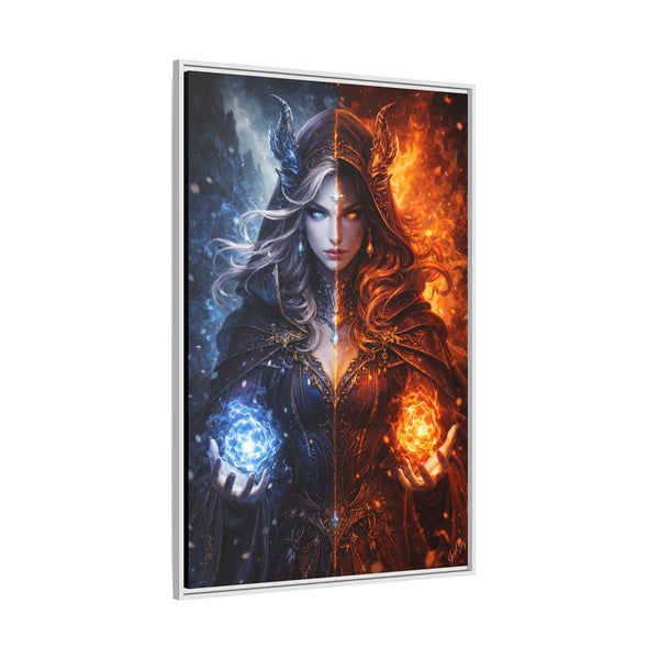 Fire & Ice Changeling Sorceress - Framed Canvas  Fantasy Wall Art