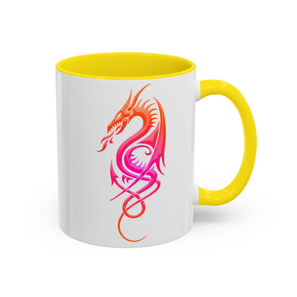 Dragon Accent Coffee Mug – Pink / Orange Ombre