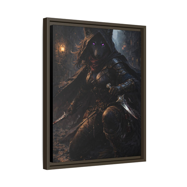 Shadow Wolf Assasin - Framed Canvas  Fantasy Wall Art